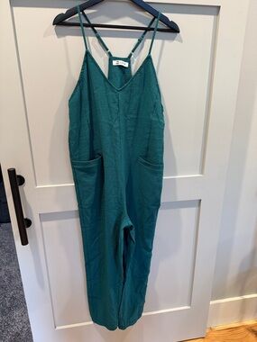 Cupshe Teal Textured Strap Jumpsuit